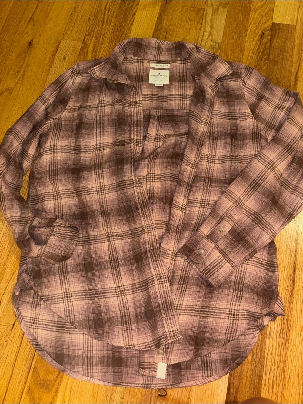American Eagle Outfitters Pink Plaid Button-Down Shirt